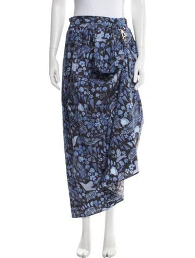 Pre-owned Dauphinette Floral Print Long Skirt W/ Tags In Blue