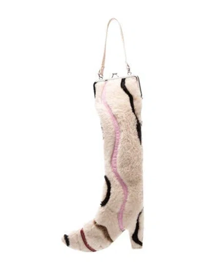 Pre-owned Dauphinette Fur Top Handle Bag In Neutrals