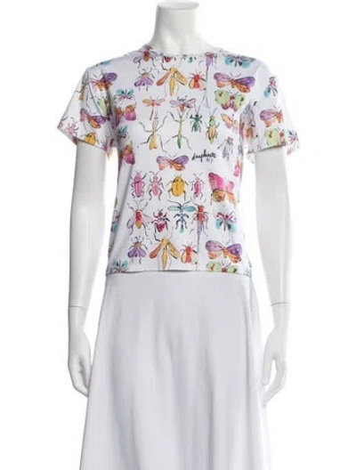 Pre-owned Dauphinette Graphic Print Crew Neck T-shirt In White