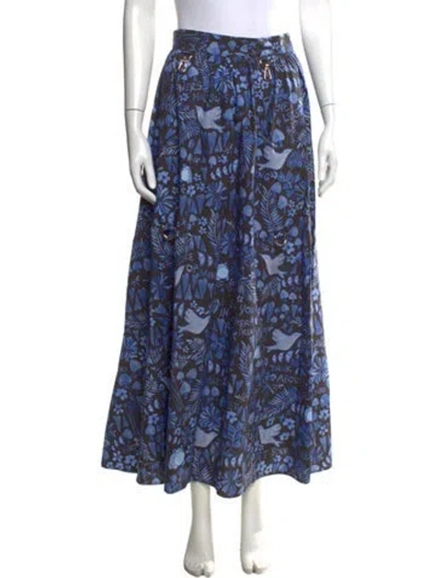 Pre-owned Dauphinette Graphic Print Long Skirt In Blue