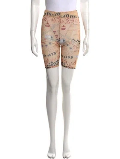 Pre-owned Dauphinette Graphic Print Mini Shorts In Neutrals