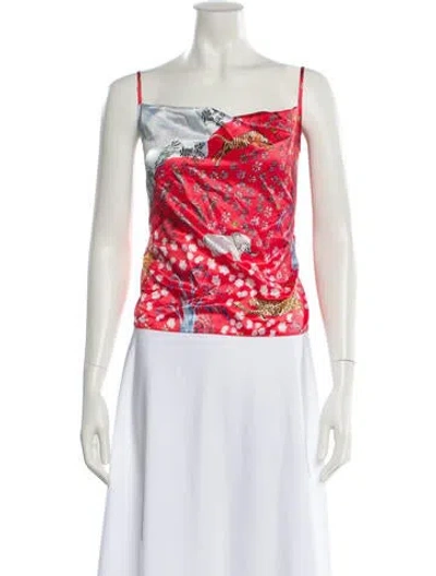 Pre-owned Dauphinette Printed Square Neckline Top In Multi