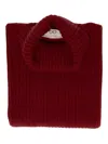 Davantino Roll-neck Wool Top In Red
