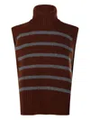 Davantino Striped Turtleneck Sweater In Brown