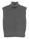 Davantino Turtleneck Sleeveless Wool Sweater In Gray