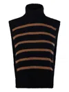 Davantino Turtleneck Striped Vest In Black