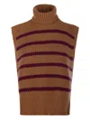 Davantino Turtleneck Striped Vest In Brown