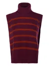 Davantino Turtleneck Striped Vest In Burgundy