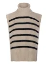 Davantino Turtleneck Striped Vest In Neutral