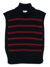 Davantino Turtleneck Striped Wool Vest In Black