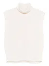 Davantino Turtleneck Sleeveless Wool Sweater In Neutral