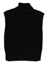 Davantino Turtleneck Sleeveless Wool Sweater In Black