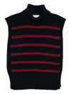 Davantino Turtleneck Striped Wool Vest In Black