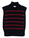 Davantino Turtleneck Striped Wool Vest In Blue