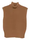Davantino Turtleneck Sleeveless Wool Sweater In Brown