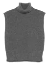 Davantino Turtleneck Sleeveless Wool Sweater In Gray