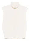 Davantino Turtleneck Sleeveless Wool Sweater In White
