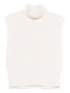 Davantino Turtleneck Sleeveless Wool Sweater In White