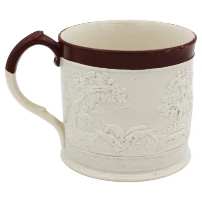 Pre-owned Davenport Porcelain Circa 1805-1810 English Davenport Hunt Motif Stoneware Mug In Sand