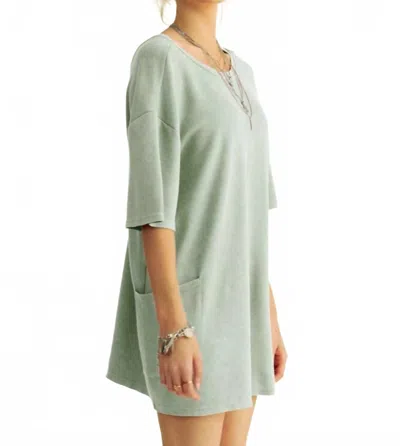 Davi & Dani Acid Wash Romper In Sage In Green