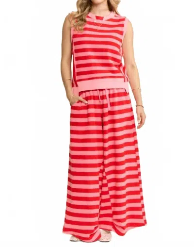 Davi & Dani At The Pool Stripe Set In Red