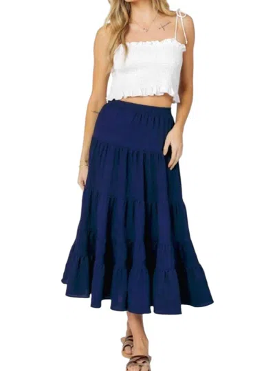 Davi & Dani Boho Skirt In Navy In Blue