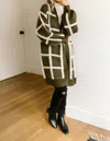 Davi & Dani Bold Lines Cardigan In Olive In Green