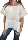 Davi & Dani Breezie Crochet Floral Sweater Top In Ivory