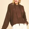 Davi & Dani Cropped Hoodie In Chocolate Brown In Multi