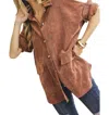 Davi & Dani Curvy Aztec Shacket In Mocha In Brown