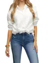 Davi & Dani Curvy Textured Button Down Shirt In White In White