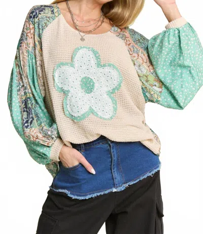 Davi & Dani Daisy Fun Top In Natural Multi In Pink