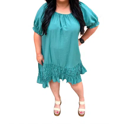 Davi & Dani Dalary Scoop Neck Mini Dress - Plus In Teal In Blue