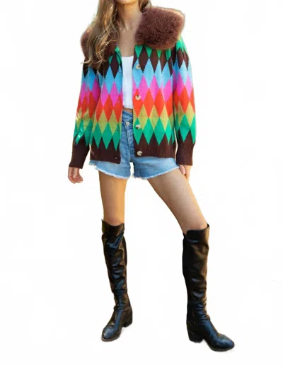 Davi & Dani Diamonds Are A Girl's Best Friend Cardigan In Multicolor