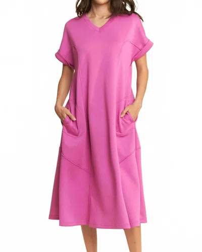 Davi & Dani Errand Midi Dress In Pink