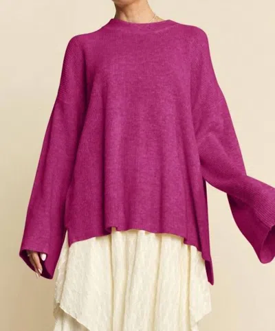 Davi & Dani Falling 4 You Long Sleeve Sweater In Purple