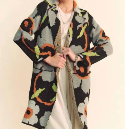 Davi & Dani Floral Button Down Cardigan In Multi