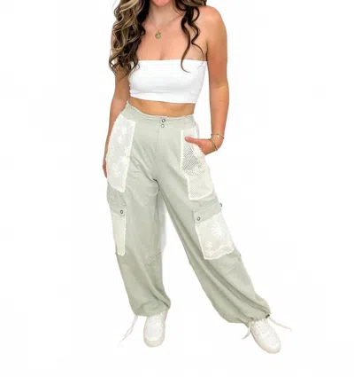 Davi & Dani Great Day Vibes High-rise Cotton Pants In Green