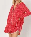 Davi & Dani Heart Print Pajama Set In Red