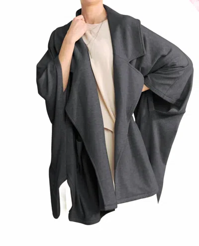 Davi & Dani Heavy Knit Loose Jacket Cardigan - Plus In Charcoal In White