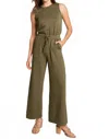 Davi & Dani Jordie Buttersoft Jumpsuit In Olive In Green