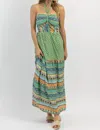 Davi & Dani Kahuna Halter Maxi Dress In Green In Green