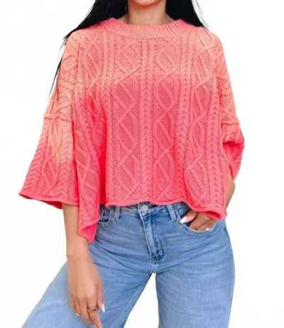 Davi & Dani Knit Sweater Top In Coral In Pink
