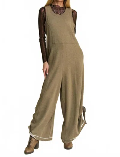 Davi & Dani Leave Me Jumpsuit In Olive In Green