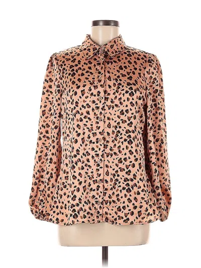 Pre-owned Davi & Dani Long Sleeve Blouse In Brown