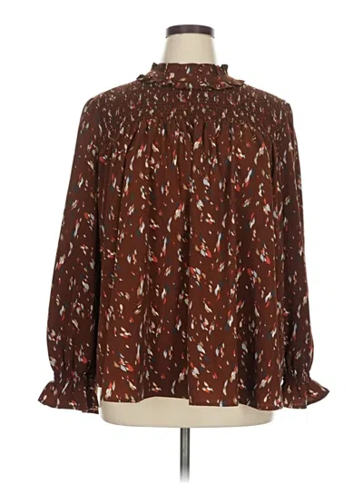 Pre-owned Davi & Dani Long Sleeve Blouse In Brown