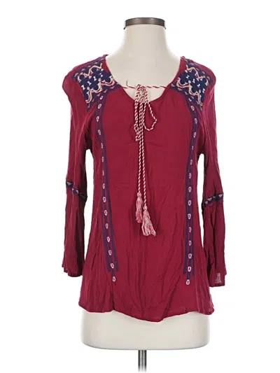 Pre-owned Davi & Dani Long Sleeve Blouse In Burgundy