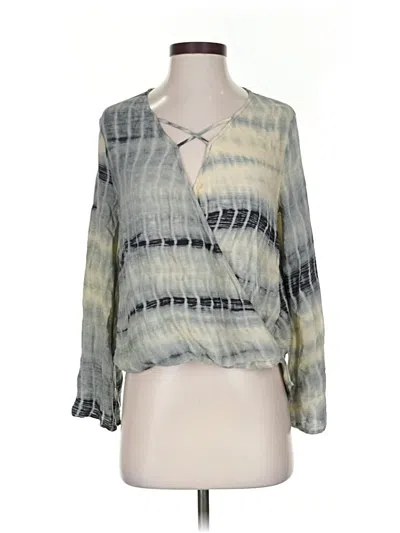 Pre-owned Davi & Dani Long Sleeve Blouse In Gray