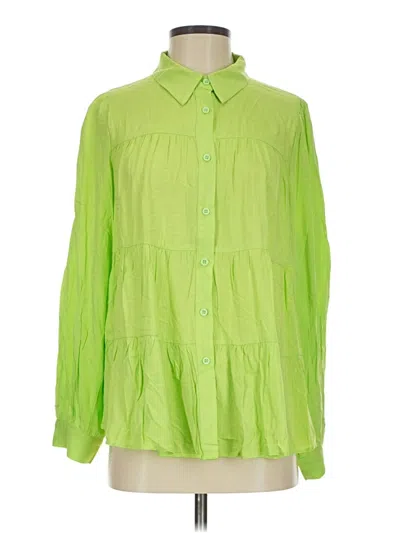 Pre-owned Davi & Dani Long Sleeve Blouse In Green