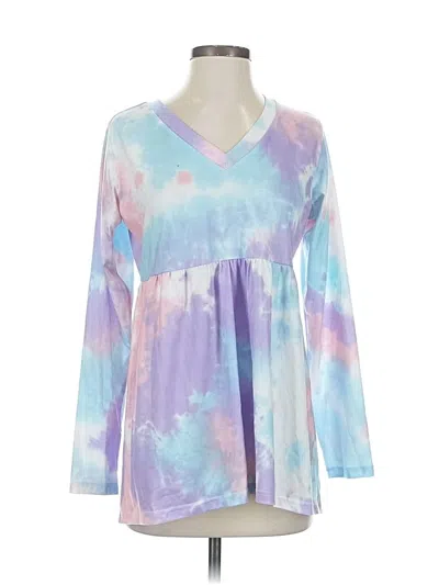 Pre-owned Davi & Dani Long Sleeve Blouse In Purple